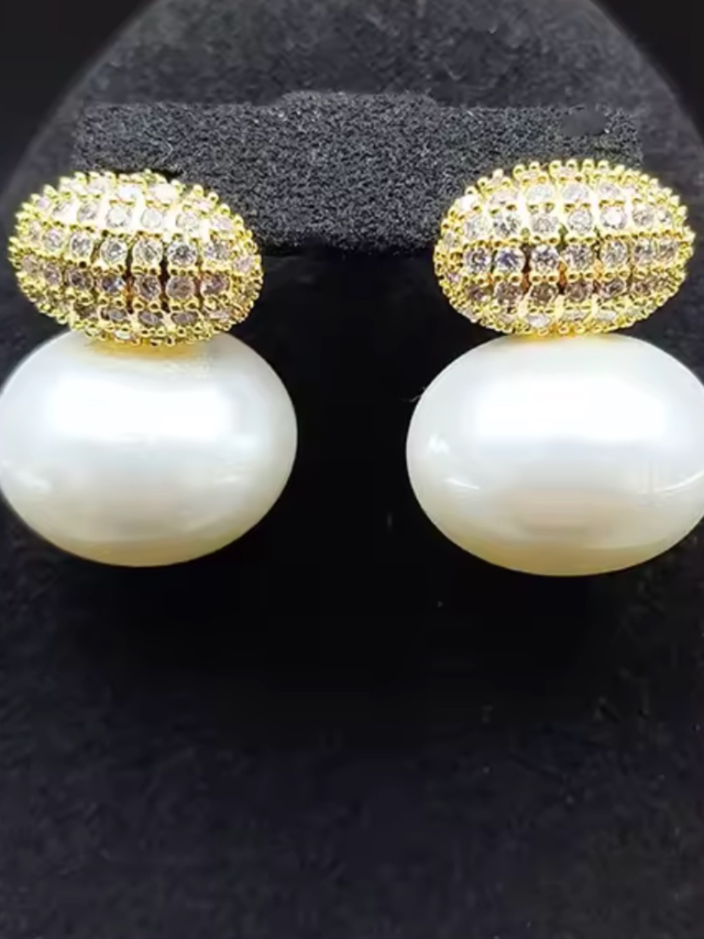 Elegant Baroque Pearl and Pavé Crystal Drop Stud Earrings